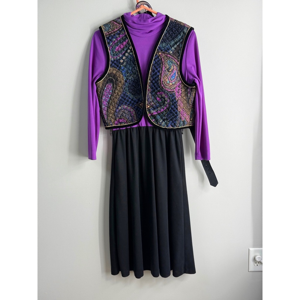 VTG80s PurplePaisley Vest TurtleneckDressSet Womens10P
Whimsigoth Teachercore